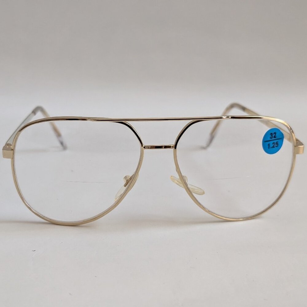 (NWT) Vintage 90's Aviator Metal Bi-Focal Reading Glasses (S. Gold)